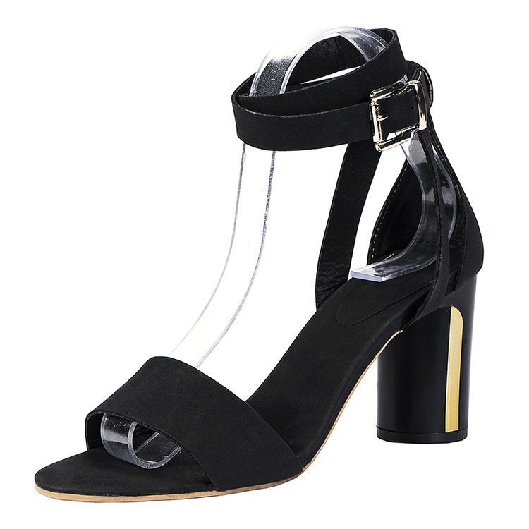 Buckle Strap Chunky High Heels For Women